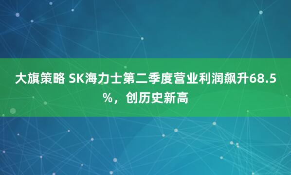 大旗策略 SK海力士第二季度营业利润飙升68.5%，创历史新高