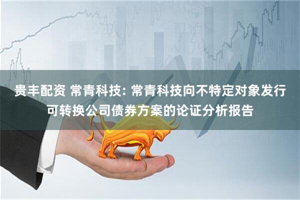 贵丰配资 常青科技: 常青科技向不特定对象发行可转换公司债券方案的论证分析报告